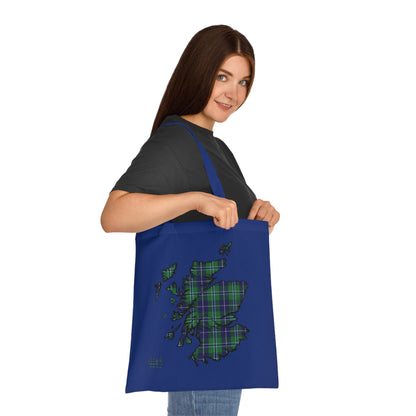 Reversible Scotland Tartan Map Cotton Tote Bag - Douglas Tartan