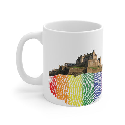 Pride Fingerprint Rock Edinburgh Castle Photo Mug, White