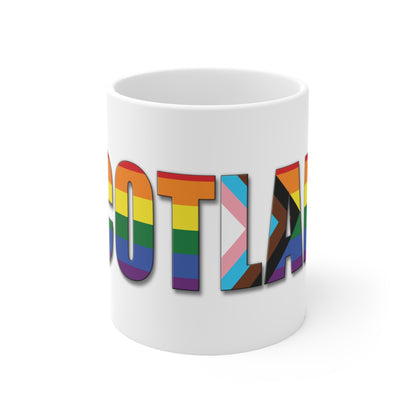 Scotland Lettering Pride Progress Mug, White