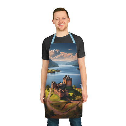 Urquhart Castle - Loch Ness Apron, Scottish Cooking Apparel, Chef Accessory