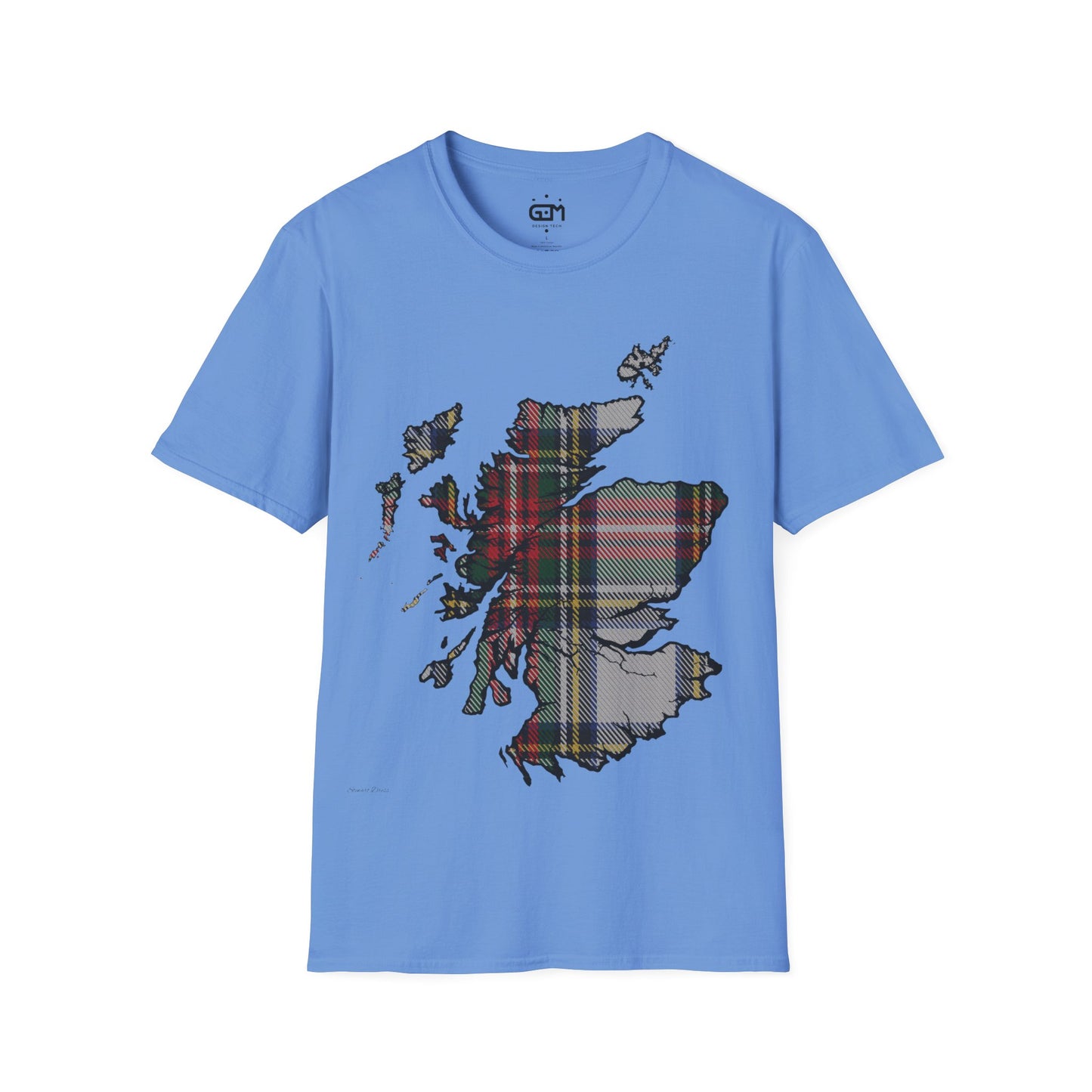 Scotland Tartan Map Softstyle Unisex T-Shirt, Stewart Dress Tartan, Various Colours