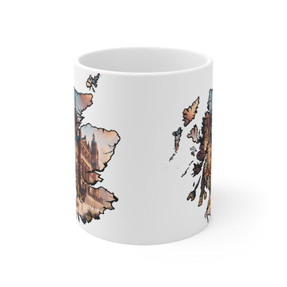 Glasgow Kelvingrove Art Gallery Scotland Map Mug, Coffee Cup, Tea Cup, Scottish Art, Scottish Landmark, Scenery, Nature, White