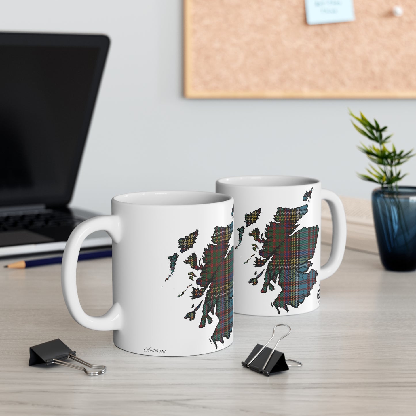 Anderson Tartan Scotland Map Mug, Coffee Cup, Tea Cup, Scotland, White