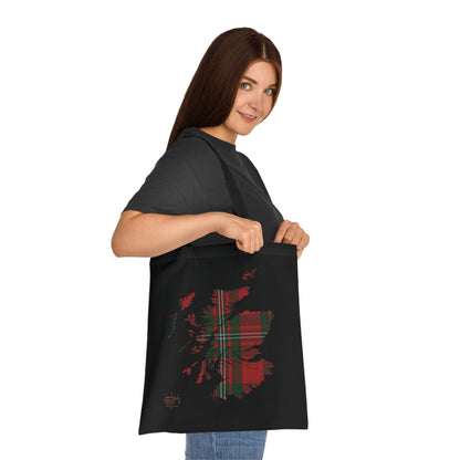 Reversible Scotland Tartan Map Cotton Tote Bag - MacGregor Tartan