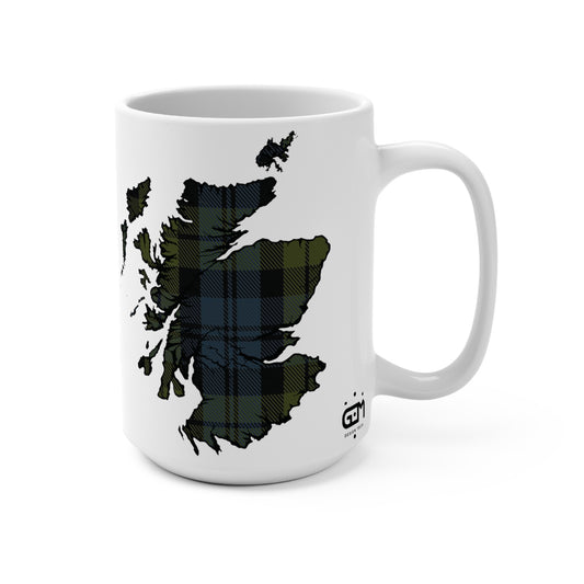 Scotland Map Mug 15oz, Campbell Tartan