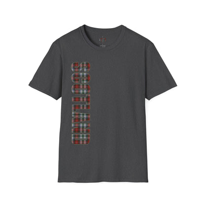 Scotland Lettering Tartan Softstyle Unisex T-Shirt, Stewart Tartan Tee