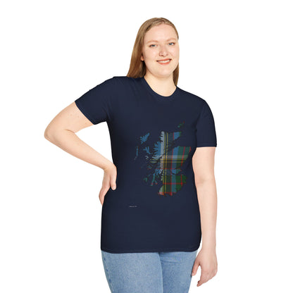 Scotland Tartan Map Softstyle Unisex T-Shirt - Anderson Old Tartan Tee