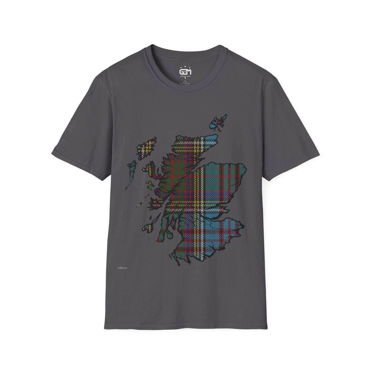 Scotland Tartan Map Softstyle Unisex T-Shirt, Anderson Tartan, Various Colours