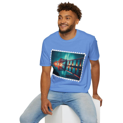 Postcard Forth Rail Bridge Art Softstyle T-Shirt, Unisex Tee, Scotland Shirt, Various Colours