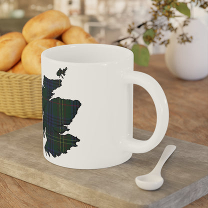 Scotland Tartan Map Mug - Kennedy Tartan, Various Sizes