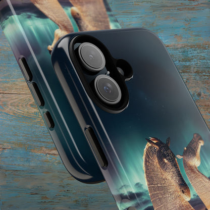 Kelpies Northern Lights Art Variant Phone Case, Scotland, Apple