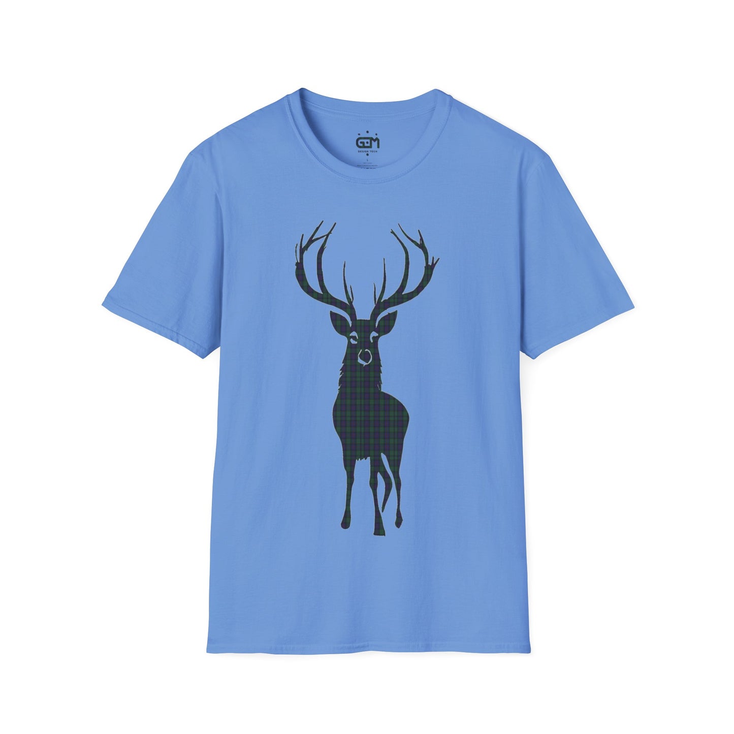 Tartan Stag Softstyle T-Shirt - Argyle Tartan, Unisex Tee, Scottish Scenery, Various Colours