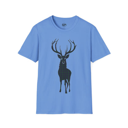 Tartan Stag Softstyle T-Shirt - Argyle Tartan, Unisex Tee, Scottish Scenery, Various Colours