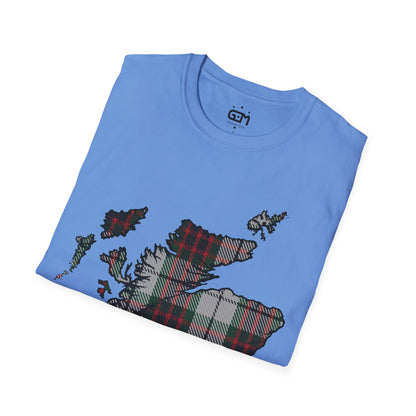 Scotland Tartan Map Softstyle Unisex T-Shirt, Fraser Dress Tartan, Various Colours