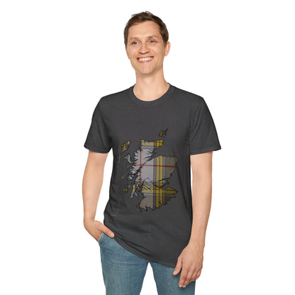 Scotland Tartan Map Softstyle Unisex T-Shirt - Buchanan Dress Tartan Tee