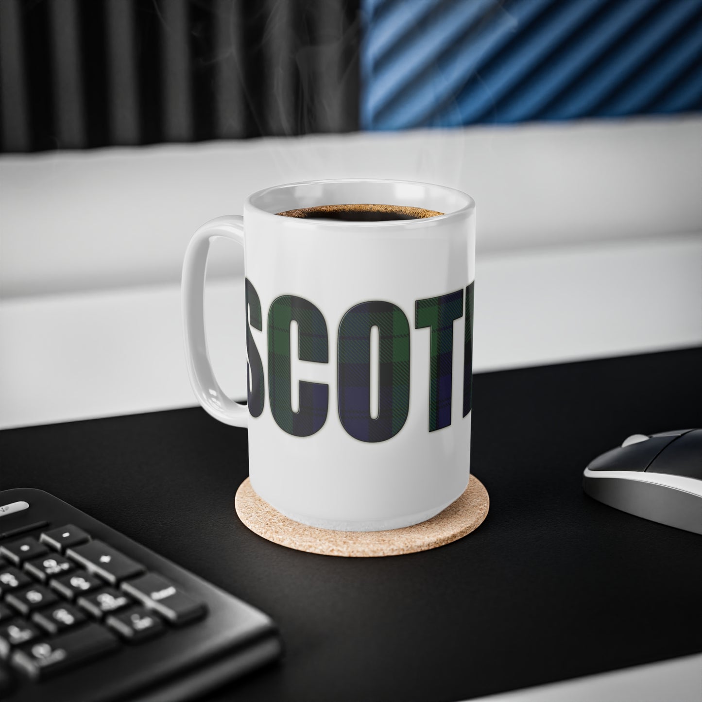 Scotland Tartan Mug - Black Watch, Coffee Cup, Tea Cup, Scotland, White