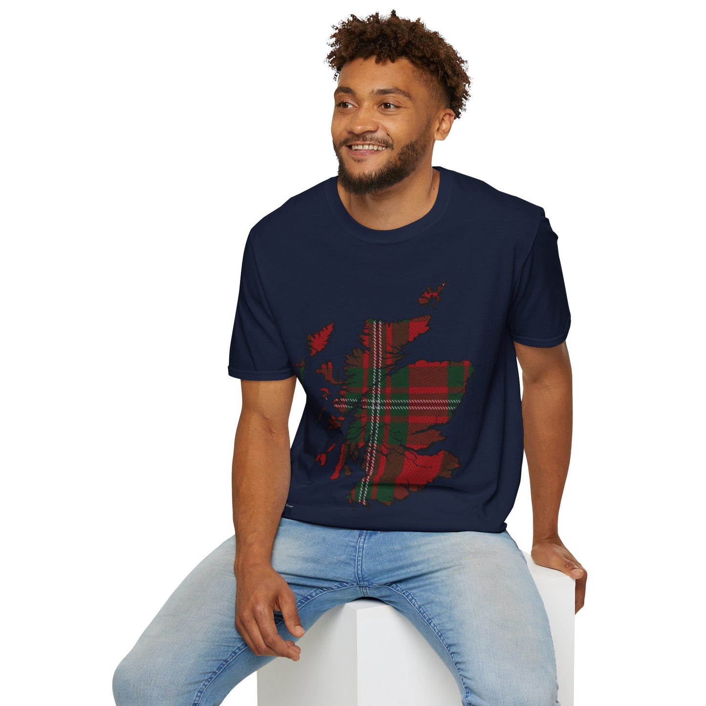 Scotland Tartan Map Softstyle Unisex T-Shirt, MacGregor Tartan, Various Colours