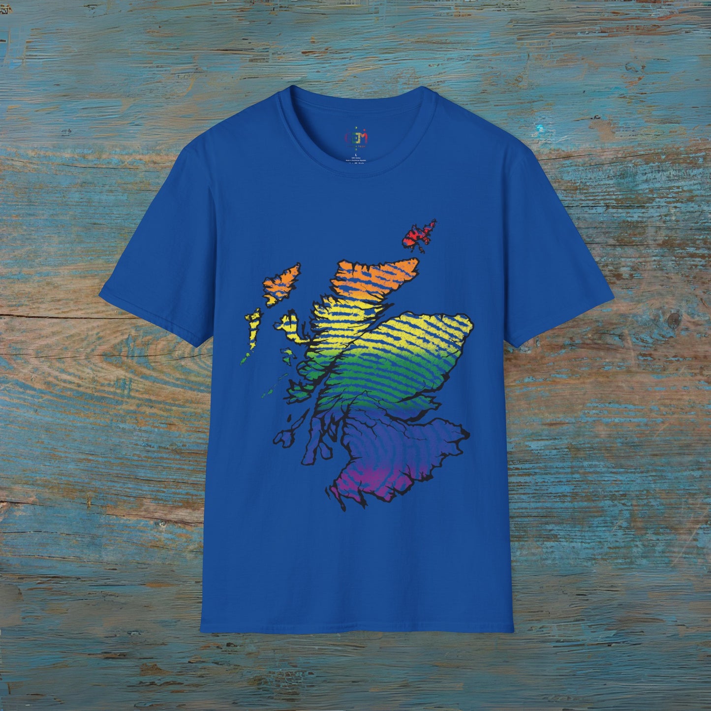 Pride Fingerprint Scotland Map Unisex T-Shirt, Various Colours