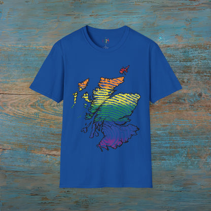 Pride Fingerprint Scotland Map Unisex T-Shirt, Various Colours