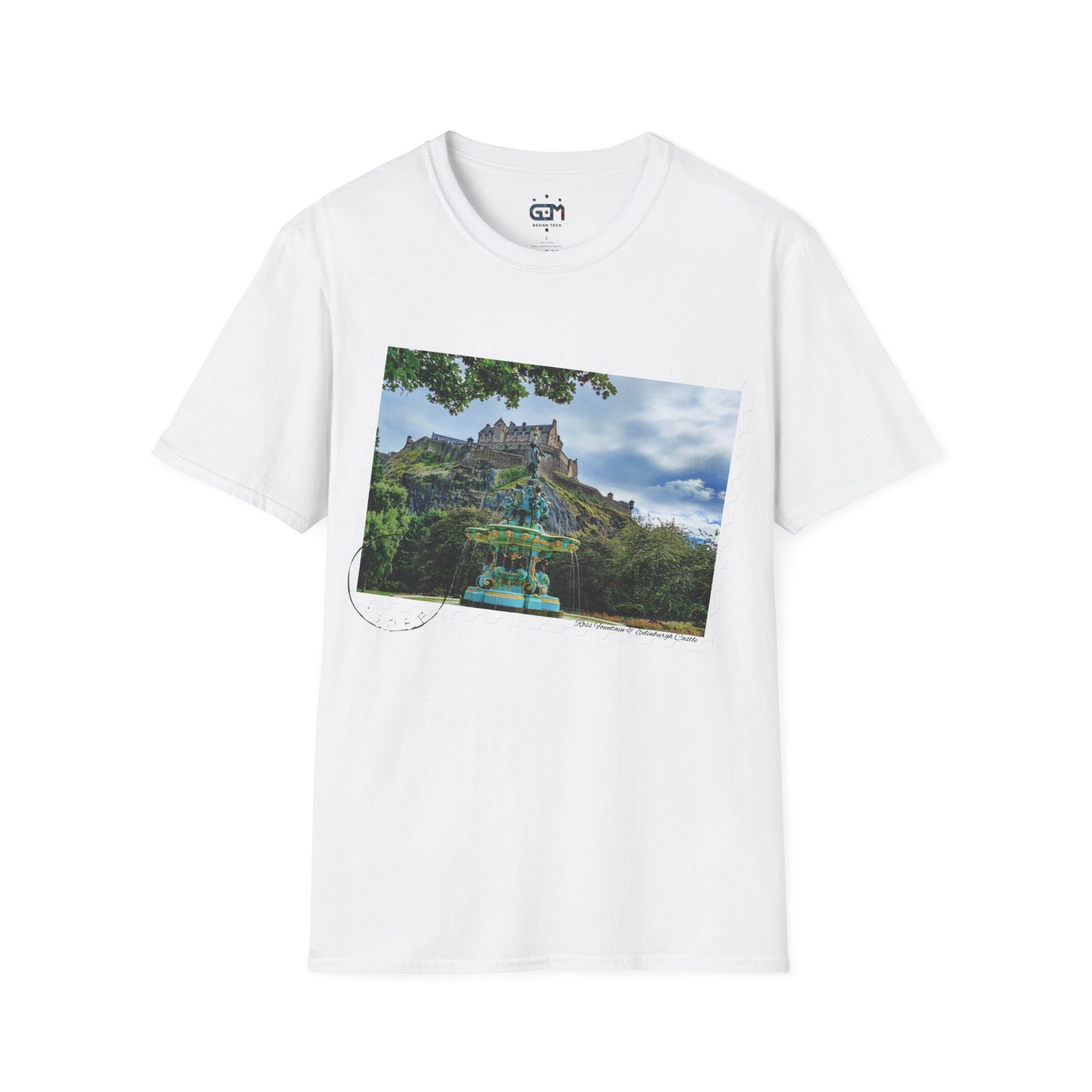 Postcard Ross Fountain & Edinburgh Castle Photo Softstyle T-Shirt, Unisex Tee, Scotland Shirt, Various Colours