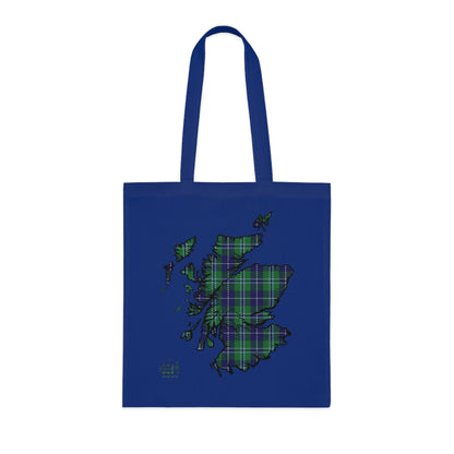 Reversible Scotland Tartan Map Cotton Tote Bag - Douglas Tartan