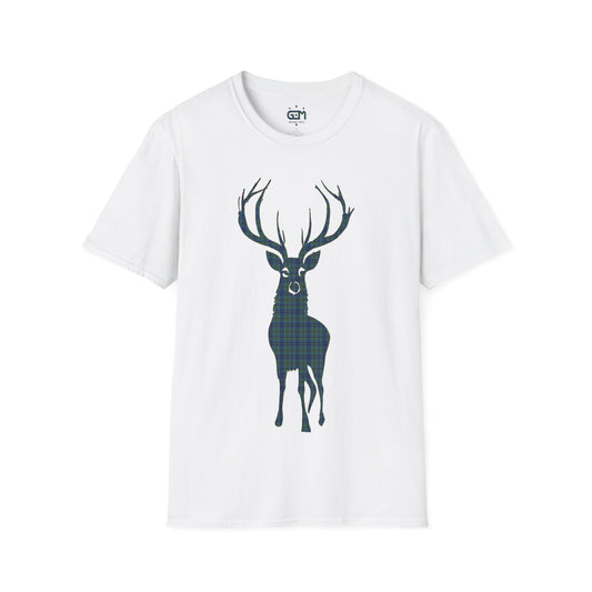 Tartan Stag Softstyle T-Shirt - Keith Tartan, Unisex Tee, Scottish Scenery, Various Colours