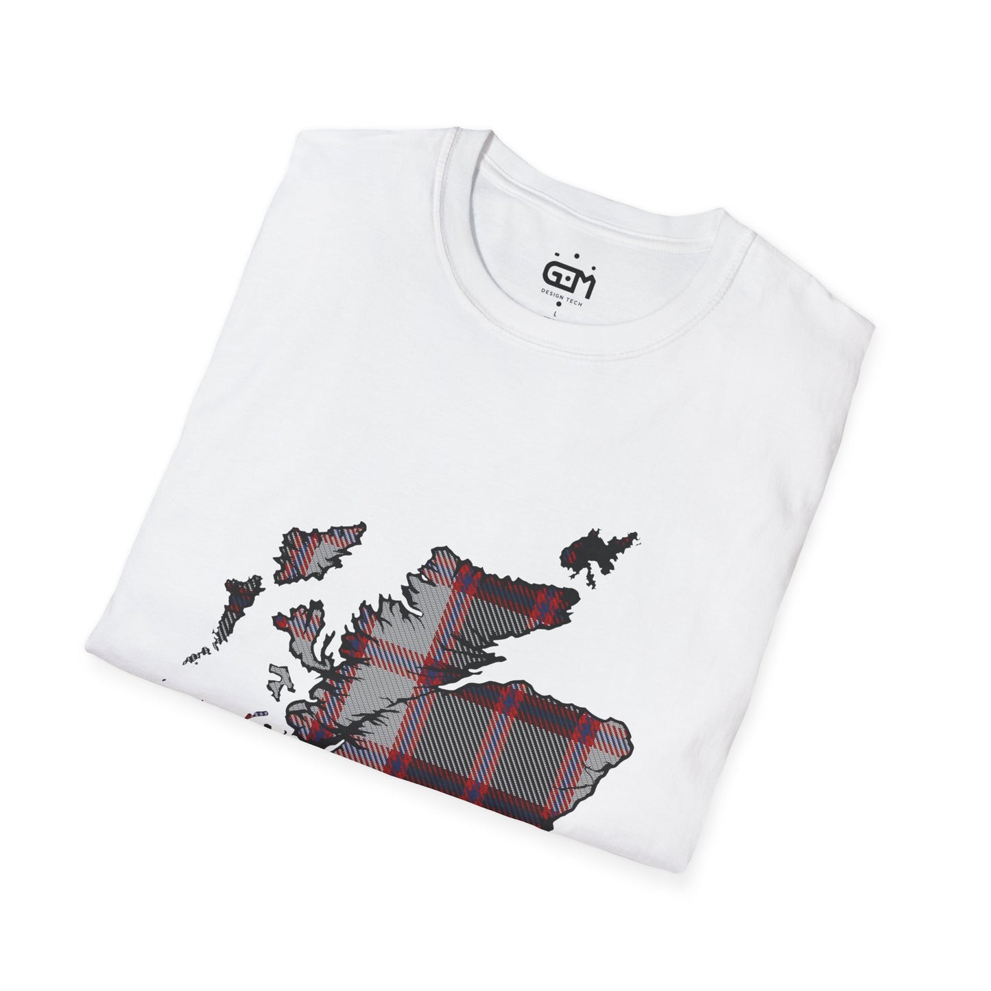 Scotland Tartan Map Softstyle Unisex T-Shirt - MacPherson Tartan Tee