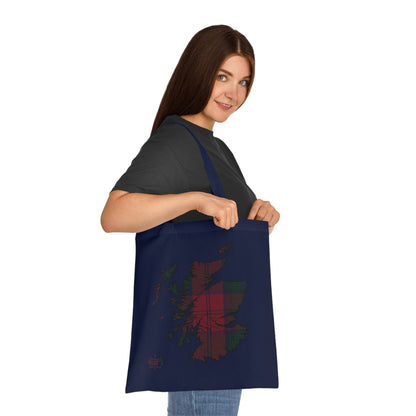 Reversible Scotland Tartan Map Cotton Tote Bag - Lindsay Tartan