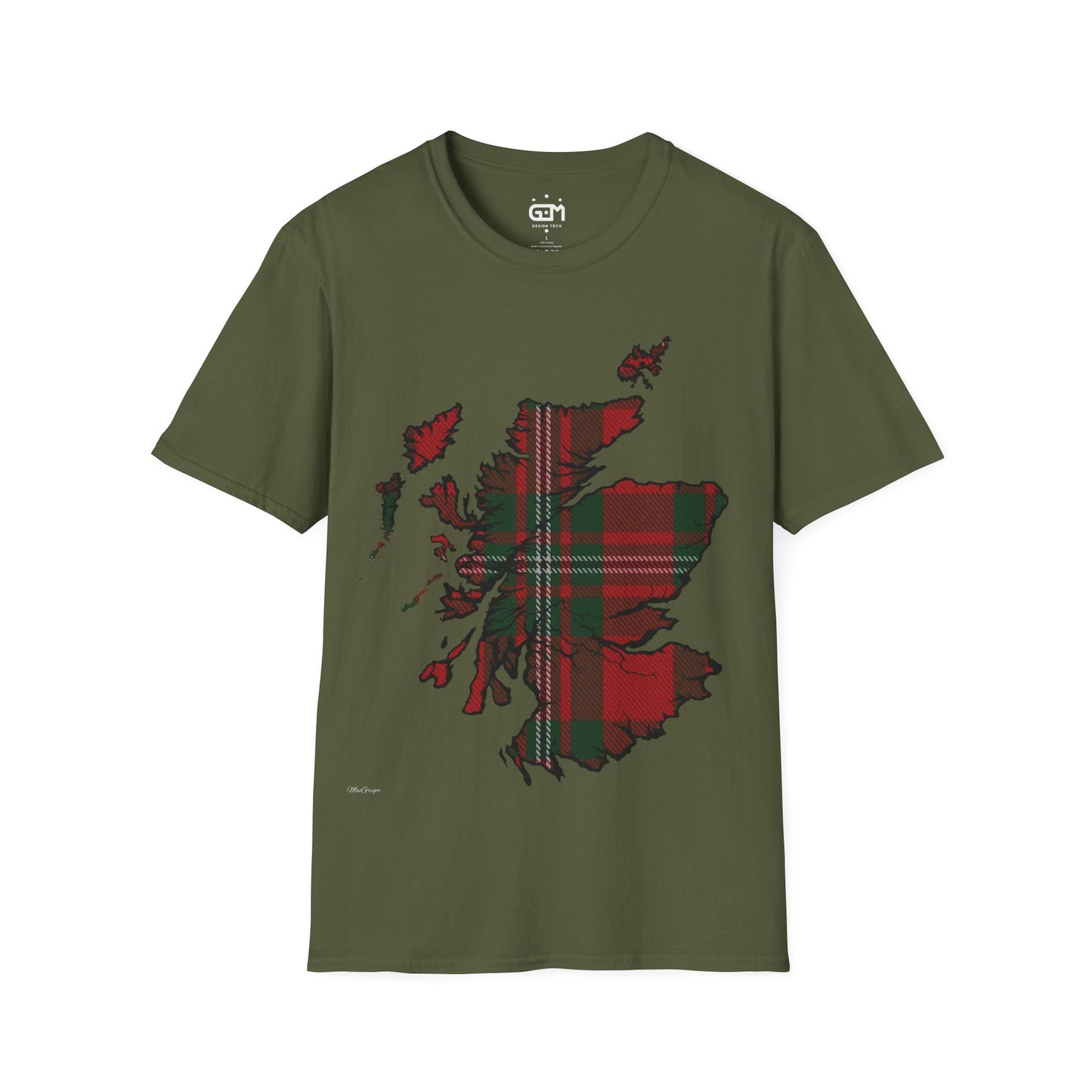 Scotland Tartan Map Softstyle Unisex T-Shirt, MacGregor Tartan, Various Colours