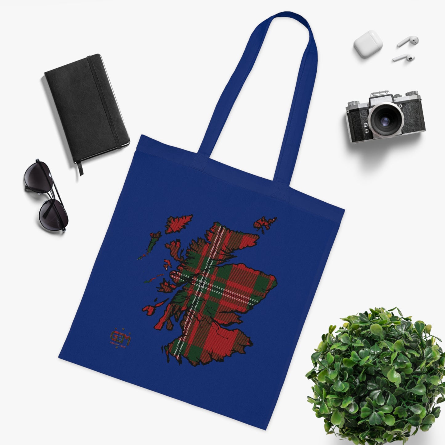 Reversible Scotland Tartan Map Cotton Tote Bag - MacGregor Tartan