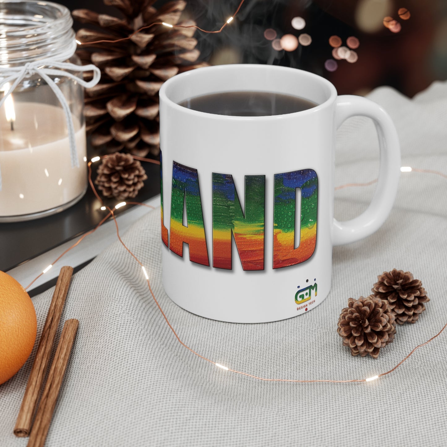 Scotland Lettering Pride Rain Mug, White