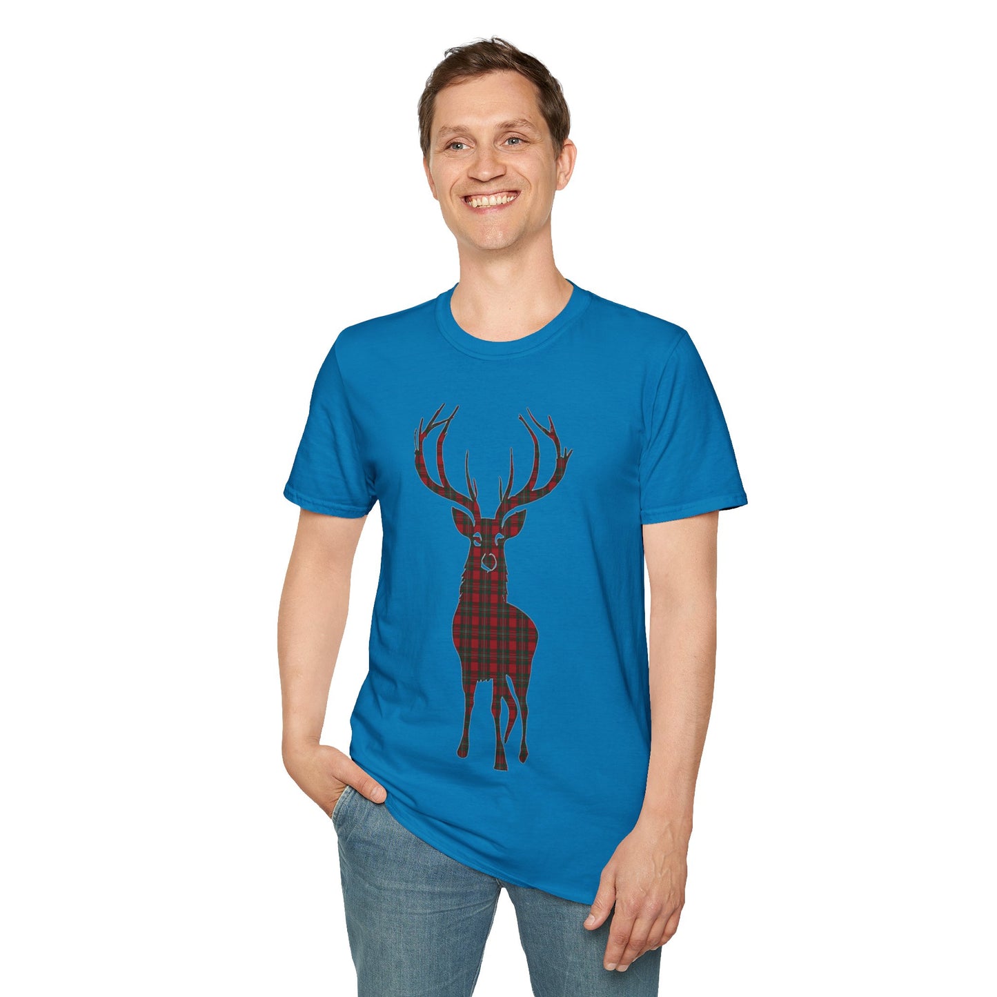 Tartan Stag Softstyle T-Shirt - MacGregor Tartan, Unisex Tee, Scottish Scenery, Various Colours