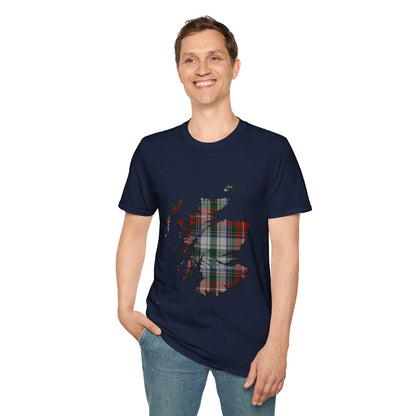 Scotland Tartan Map Softstyle Unisex T-Shirt - Stewart Tartan Tee