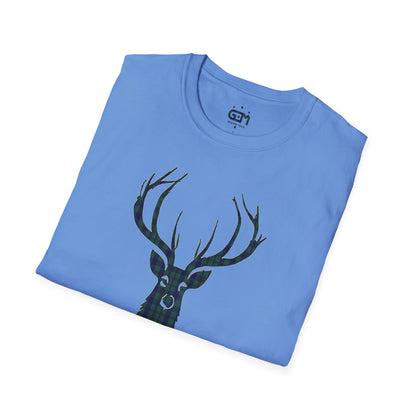 Tartan Stag Softstyle T-Shirt - Miller Tartan, Unisex Tee, Scottish Scenery, Various Colours