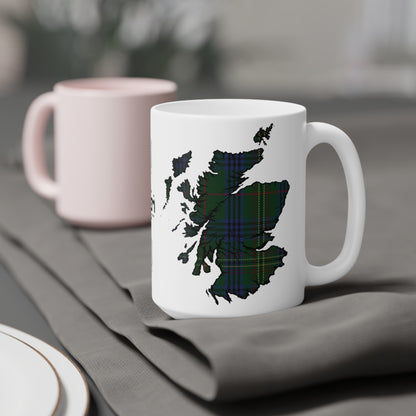 Scotland Tartan Map Mug - Kennedy Tartan, Various Sizes