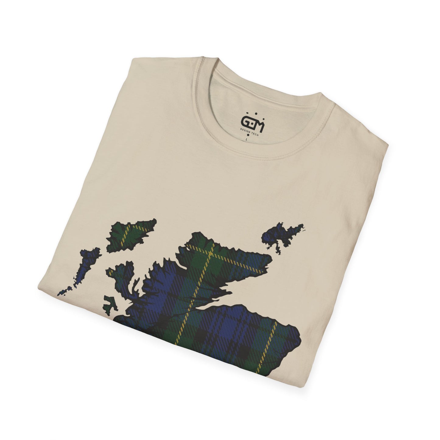 Scotland Tartan Map Softstyle Unisex T-Shirt, Gordon Tartan, Various Colours