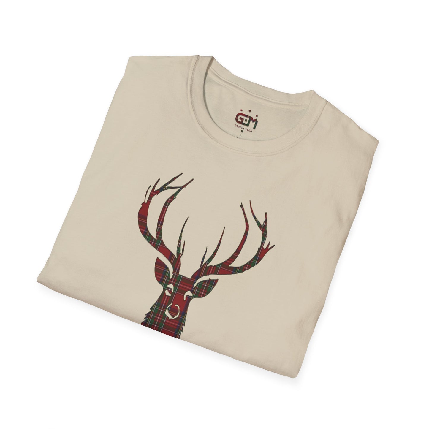 Tartan Stag Softstyle T-Shirt - Stewart Royal Tartan, Unisex Tee, Scottish Scenery, Various Colours