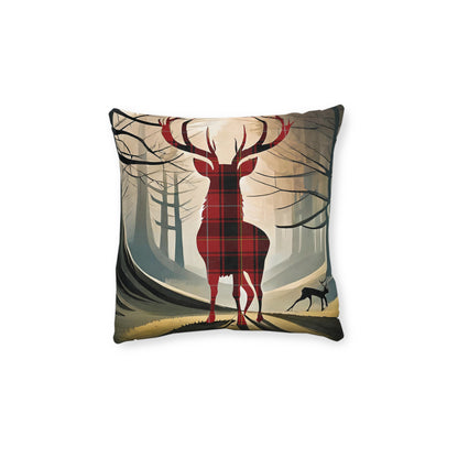 Reversible Square Cushion : Stag / Scotland Map - MacIver Tartan, Various Sizes