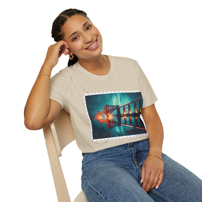 Postcard Forth Rail Bridge Art Softstyle T-Shirt, Unisex Tee, Scotland Shirt, Various Colours