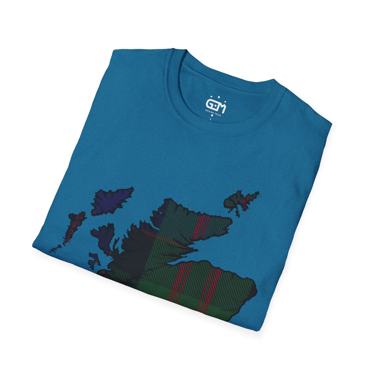 Scotland Tartan Map Softstyle Unisex T-Shirt, MacDonald Tartan, Various Colours