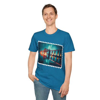 Postcard Forth Rail Bridge Art Softstyle T-Shirt, Unisex Tee, Scotland Shirt, Various Colours