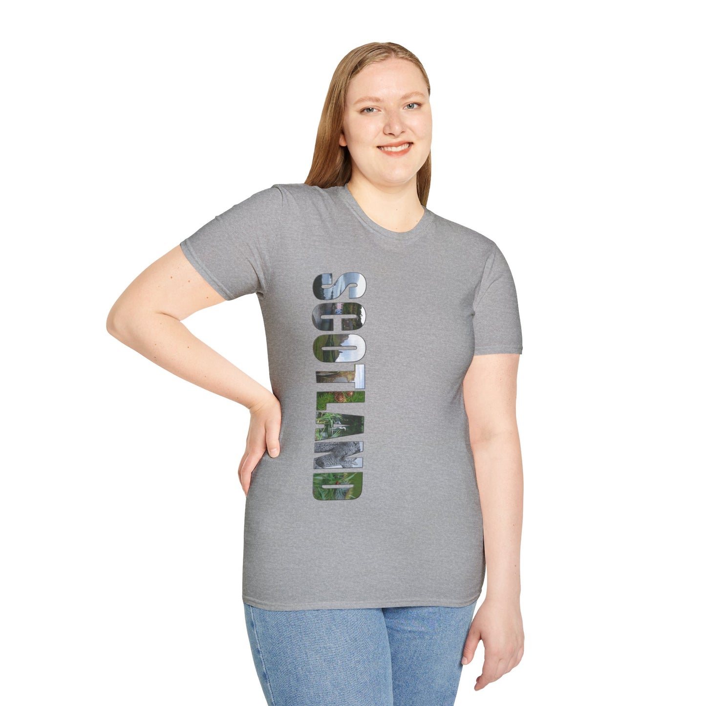 Scotland Photo Lettering Softstyle Unisex T-Shirt, Scottish Landmark Shirt