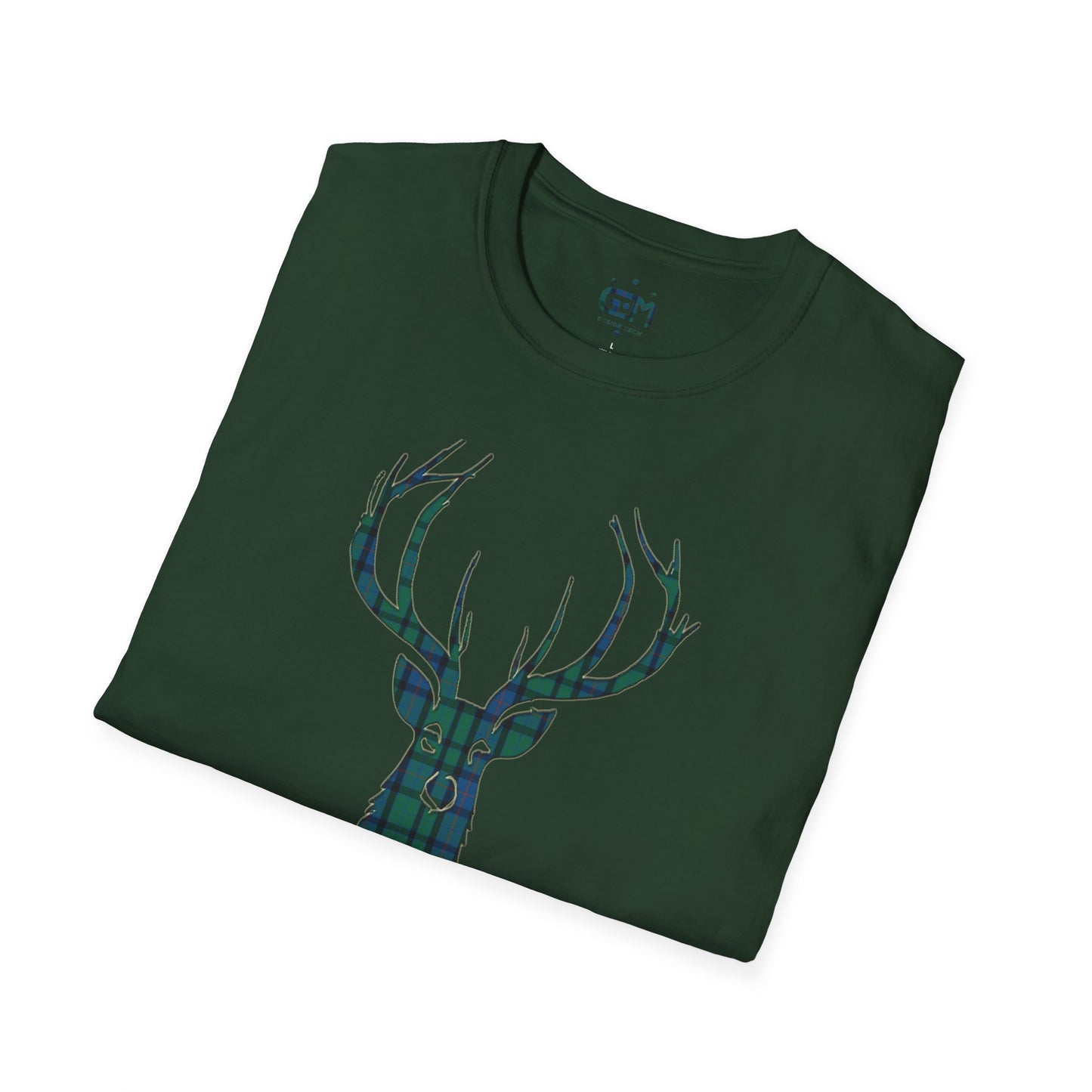 Tartan Stag Softstyle T-Shirt - Flower of Scotland Tartan, Unisex Tee, Scottish Scenery, Various Colours