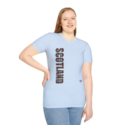 Tartan Scotland Lettering Softstyle Unisex T-Shirt, Stewart Tartan Tee