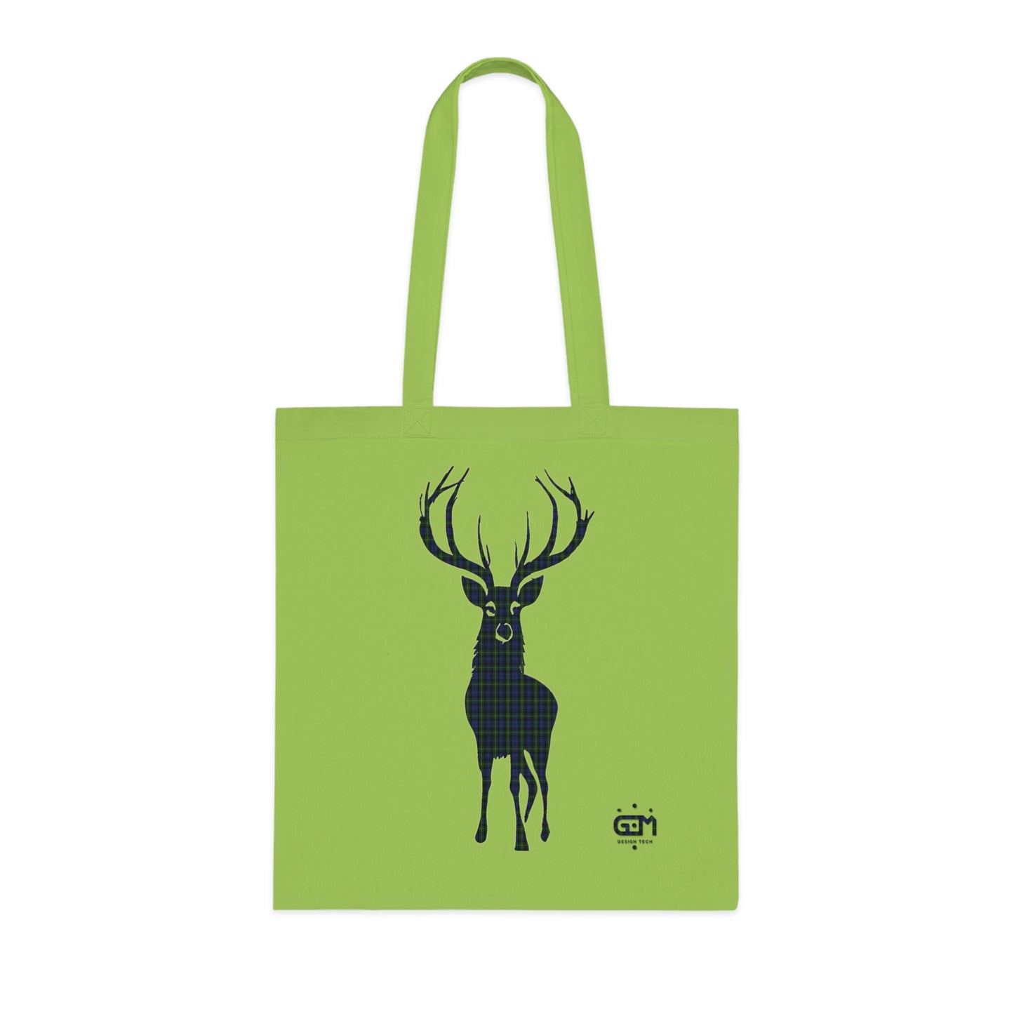 Reversible Scotland Tartan Stag Cotton Tote Bag - Gordon Tartan