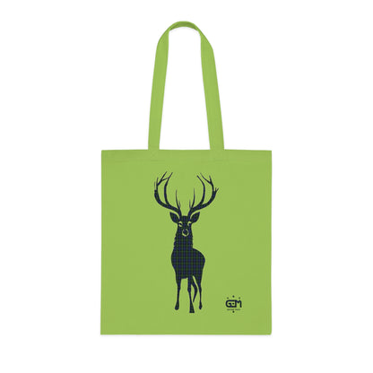 Reversible Scotland Tartan Stag Cotton Tote Bag - Gordon Tartan