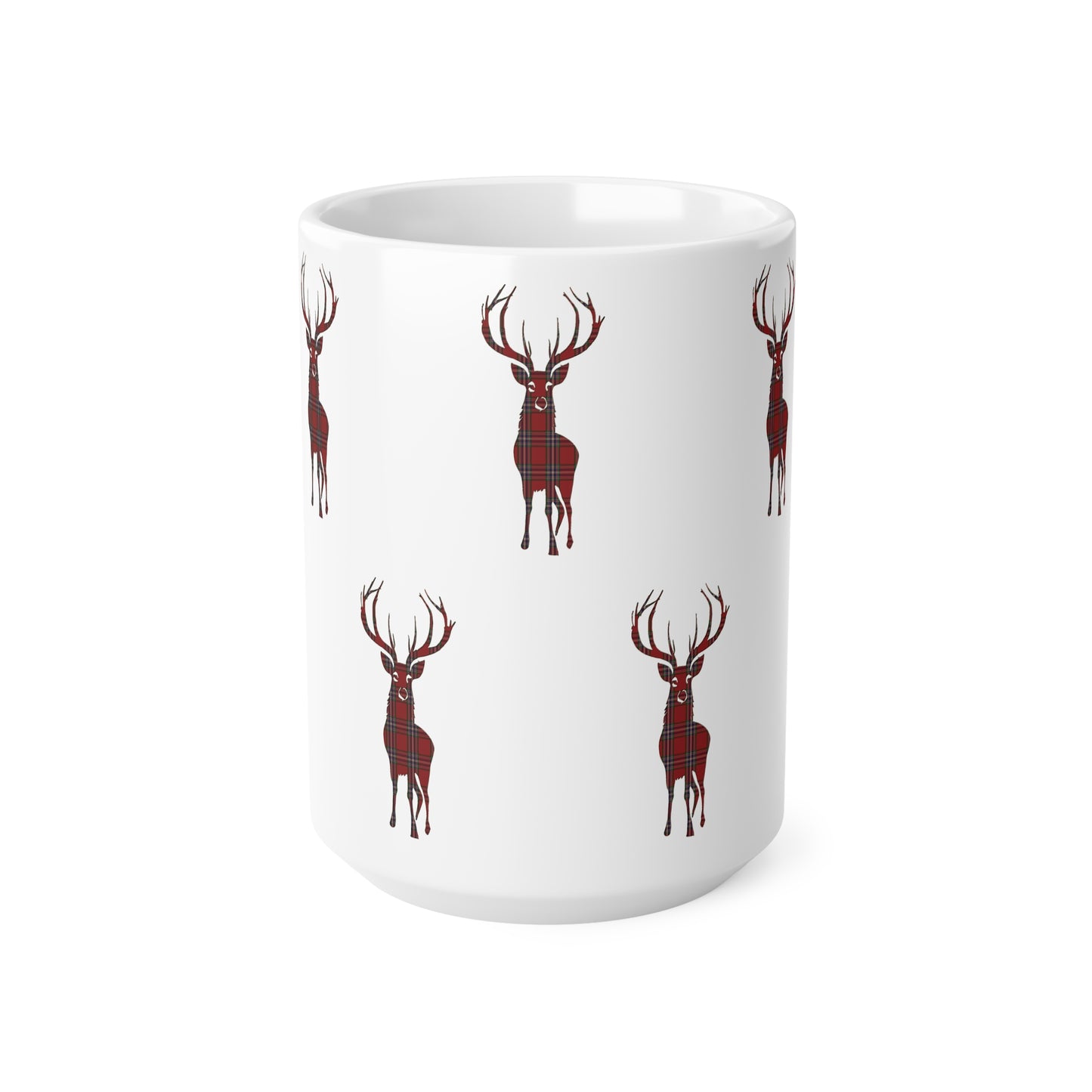 Tartan Stag Mug - MacFarlane Tartan, Coffee Cup, Tea Cup, Scotland, White