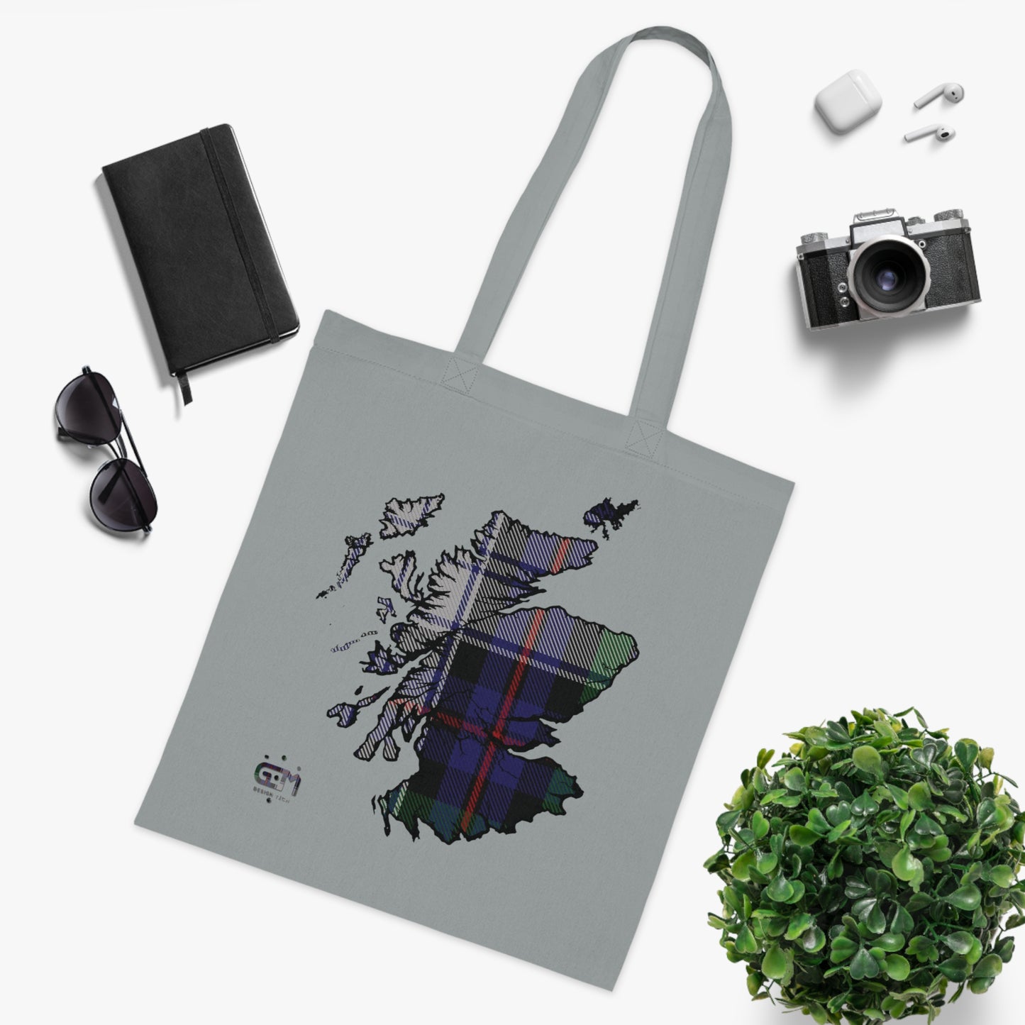 Reversible Scotland Tartan Map Cotton Tote Bag - Argyle Dress Tartan