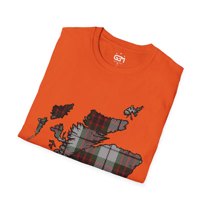 Scotland Tartan Map Softstyle Unisex T-Shirt, Fraser Dress Tartan, Various Colours