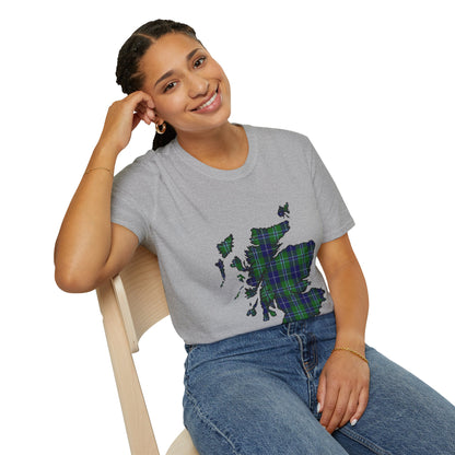 Scotland Tartan Map Softstyle Unisex T-Shirt - Douglas Tartan Tee